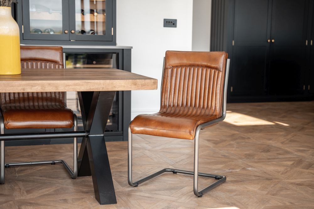 industrial style leather dining room chairs